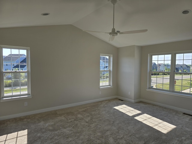 319 Sedgewood Ln, Ann Arbor, MI 48103 - carpeted empty room featuring lofted ceiling, ceiling fan, and baseboards