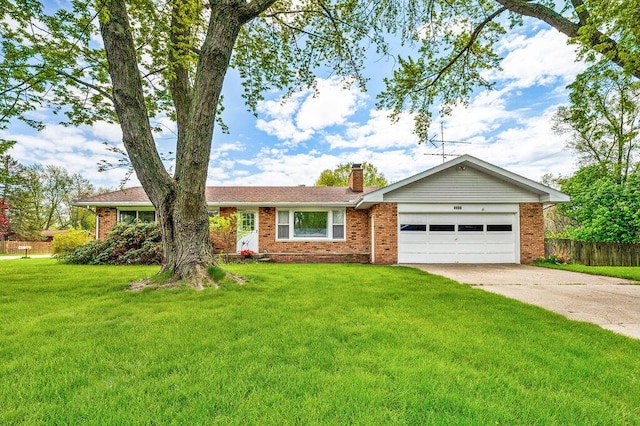 1888 N Sierra Way, Stevensville, MI 49127 - ranch-style home with brick siding, a chimney, and concrete driveway