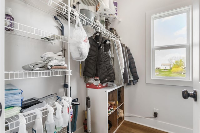 spacious closet featuring wood finished floors