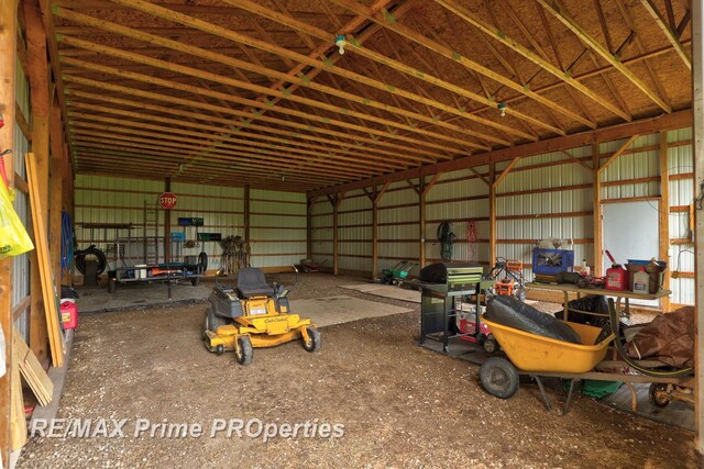 garage featuring metal wall