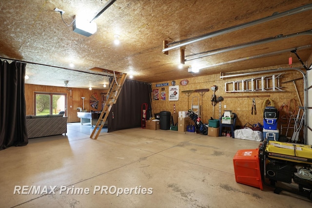 garage with a garage door opener