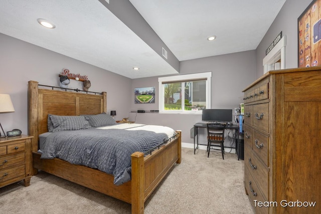 2044 Canopy Dr SW, Byron Center, MI 49315 - bedroom featuring light colored carpet, recessed lighting, a desk, and baseboards