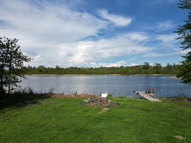 12765 NE Gregware Dr NE, Sand Lake, MI 49343 - water view featuring a heavily wooded area and a boat dock