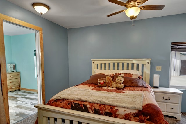 bedroom featuring ceiling fan
