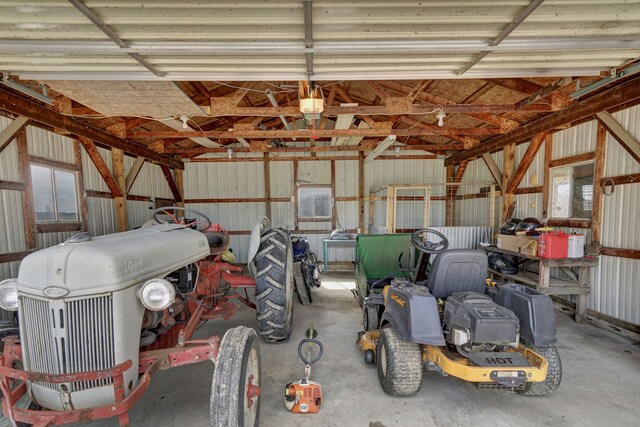 garage featuring metal wall