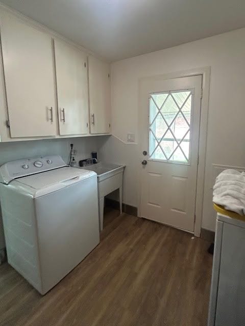 29424 Shirley Ave, Madison Heights, MI 48071 - laundry area with washer / dryer, cabinet space, and wood finished floors