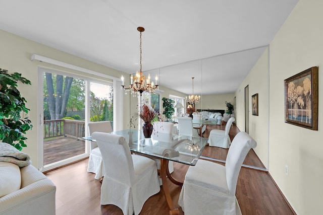 15690 Grainger Dr, Clinton Township, MI 48038 - dining area featuring a chandelier and wood finished floors