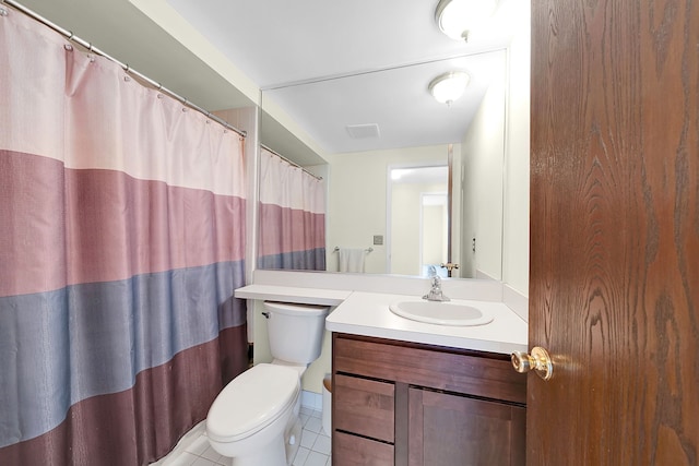 15690 Grainger Dr, Clinton Township, MI 48038 - bathroom featuring tile patterned flooring, toilet, vanity, and curtained shower