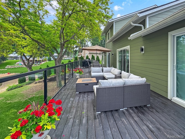 3978 Chanda, Highland, MI 48356 - wooden deck with an outdoor hangout area