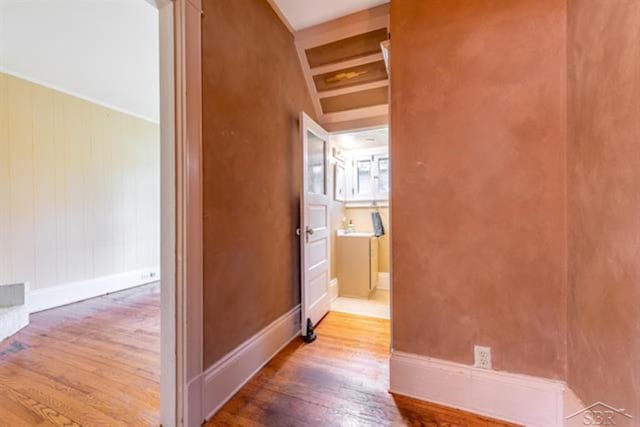 2152 6th St, Bay City, MI 48706 - corridor with wood finished floors and baseboards