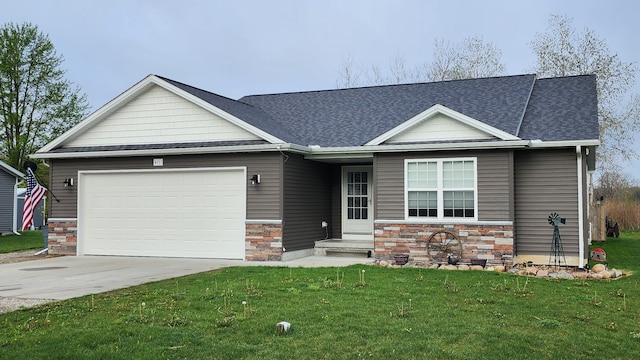621 Range Rd, Kimball, MI 48074 - craftsman inspired home with a shingled roof, a front yard, concrete driveway, and stone siding