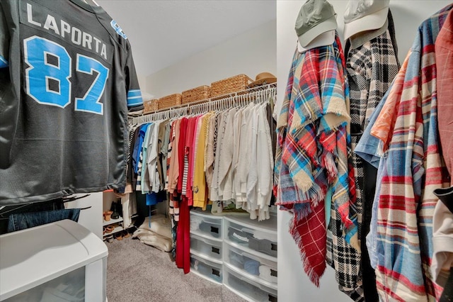 spacious closet featuring carpet flooring