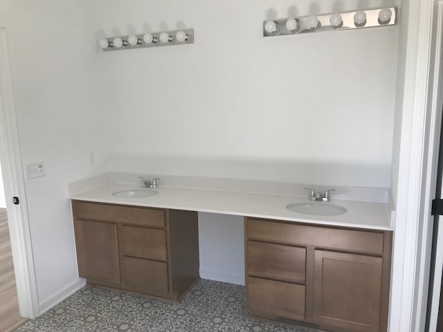 bathroom with double vanity