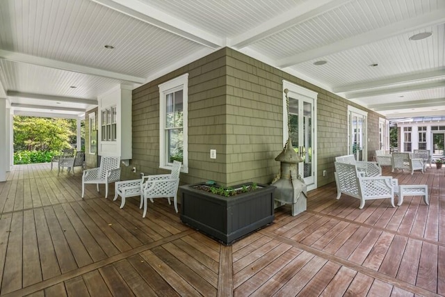 deck featuring a porch