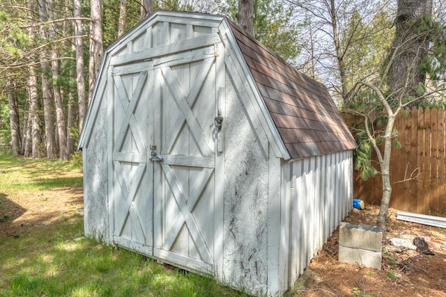 321 N Norman St, Barryton, MI 49305 - view of shed featuring fence