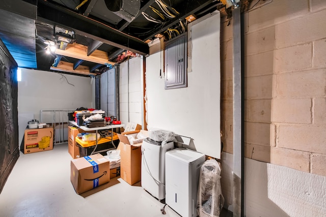 3901 Bedford St, Detroit, MI 48224 - unfinished below grade area with electric panel and concrete block wall