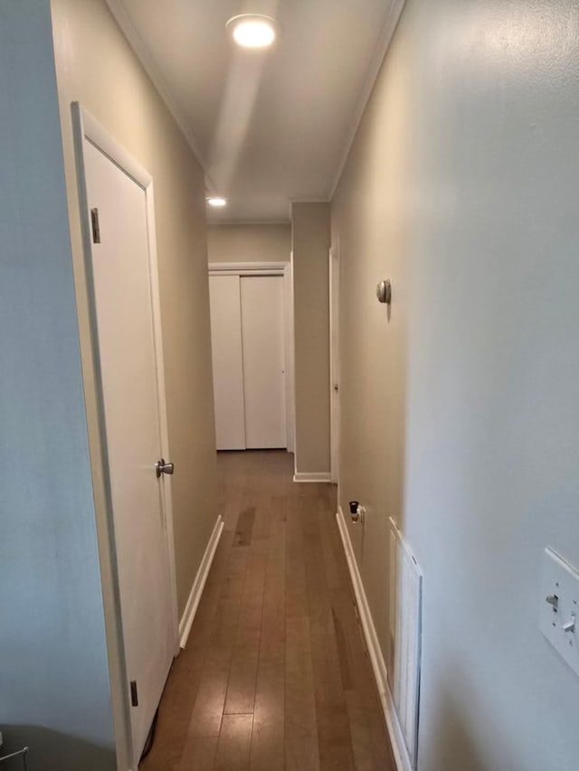 3935 Orr Dr, North Branch, MI 48461 - hallway with hardwood / wood-style flooring and crown molding