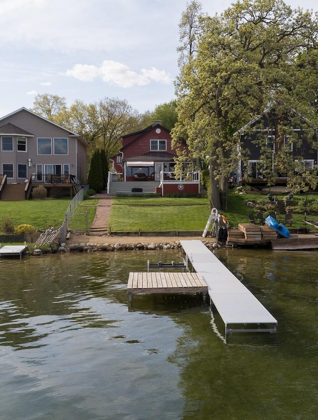 8811 Waruf Ave, Portage, MI 49002 - dock with a water view and a lawn