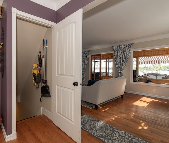 8811 Waruf Ave, Portage, MI 49002 - hallway with wood finished floors and baseboards