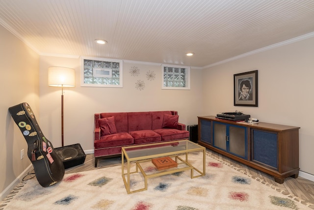8811 Waruf Ave, Portage, MI 49002 - living area featuring crown molding, recessed lighting, and light wood-style flooring