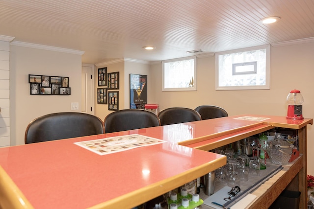 8811 Waruf Ave, Portage, MI 49002 - home office featuring ornamental molding and recessed lighting