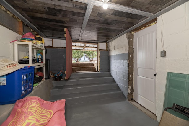 8811 Waruf Ave, Portage, MI 49002 - below grade area with concrete block wall and stairway
