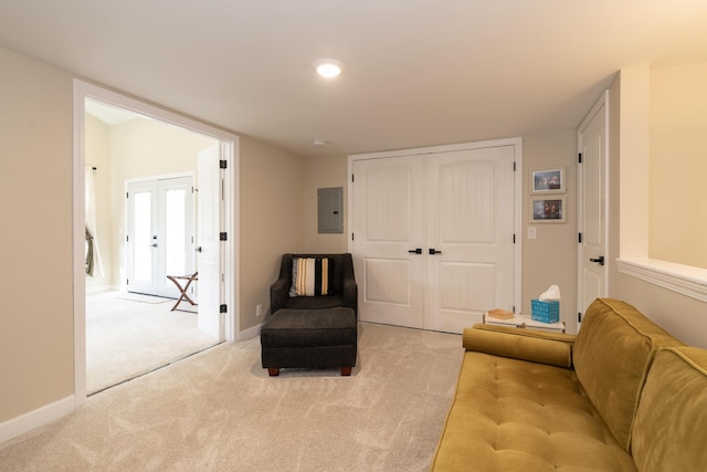 8811 Waruf Ave, Portage, MI 49002 - sitting room featuring electric panel, carpet, and french doors