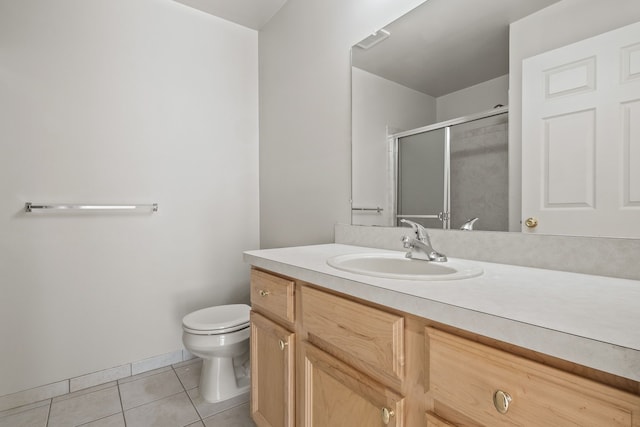 1708 Deepwood Cir, Rochester, MI 48307 - bathroom featuring tile patterned floors, toilet, a stall shower, and vanity