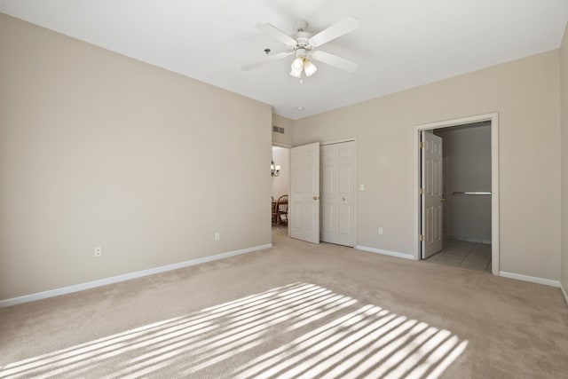 1708 Deepwood Cir, Rochester, MI 48307 - unfurnished bedroom with light colored carpet, baseboards, a closet, and ceiling fan