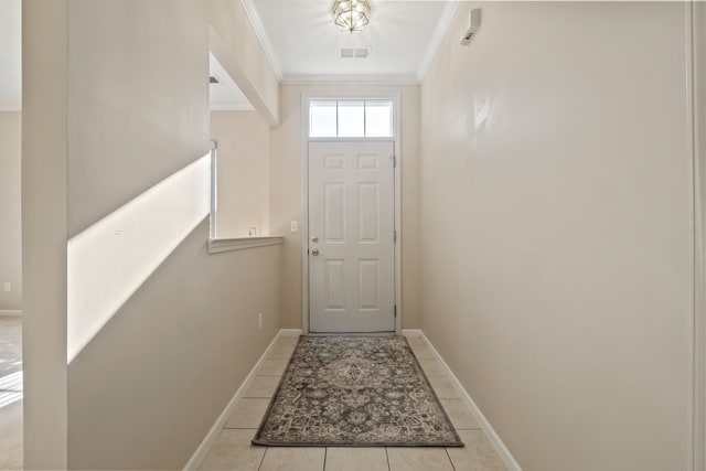 1708 Deepwood Cir, Rochester, MI 48307 - doorway to outside with crown molding, baseboards, and tile patterned flooring