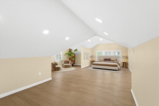 475 Algonquin St, Detroit, MI 48215 - bedroom featuring wood finished floors, baseboards, lofted ceiling, and recessed lighting