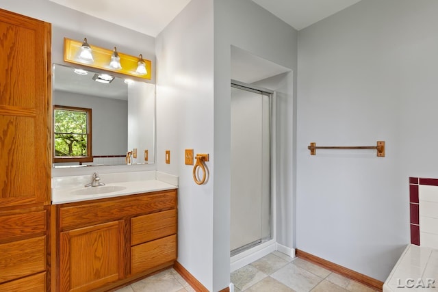 11160 W Ridgeville Rd, Morenci, MI 49256 - full bath with a stall shower, vanity, and baseboards