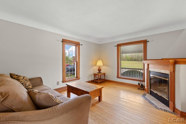 11160 W Ridgeville Rd, Morenci, MI 49256 - living area with light wood finished floors, baseboards, and a fireplace