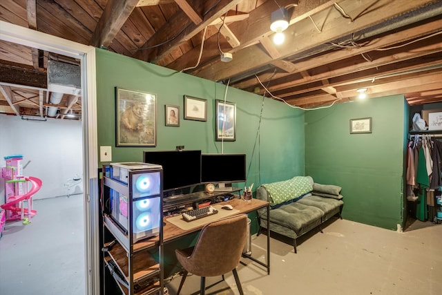 office space with concrete floors