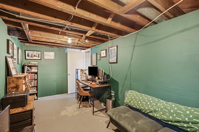 office with concrete flooring
