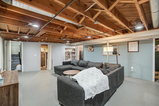 living area with finished concrete flooring