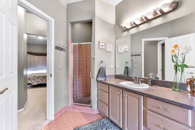61450 Wedgewood Dr, Washington, MI 48094 - ensuite bathroom featuring a stall shower, vanity, and tile patterned floors
