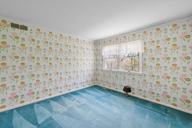 5445 Washakie Trl, Brighton, MI 48116 - carpeted spare room with ornamental molding, wallpapered walls, and baseboards