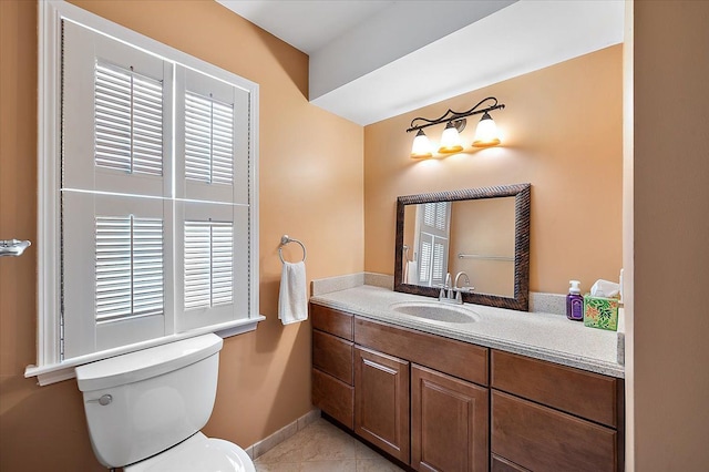 5445 Washakie Trl, Brighton, MI 48116 - bathroom featuring toilet, baseboards, vanity, and tile patterned floors