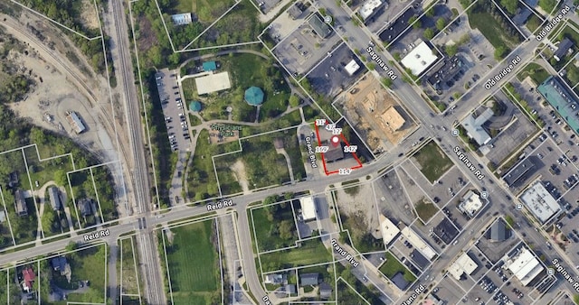 130 Reid Rd, Grand Blanc, MI 48439 - aerial overview of property's location featuring property boundaries highlighted