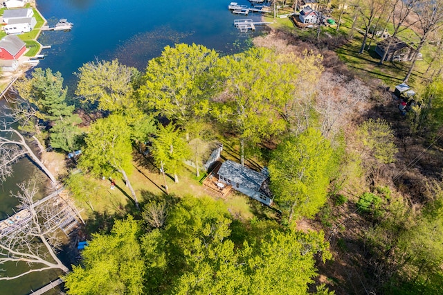 aerial view of a nearby body of water