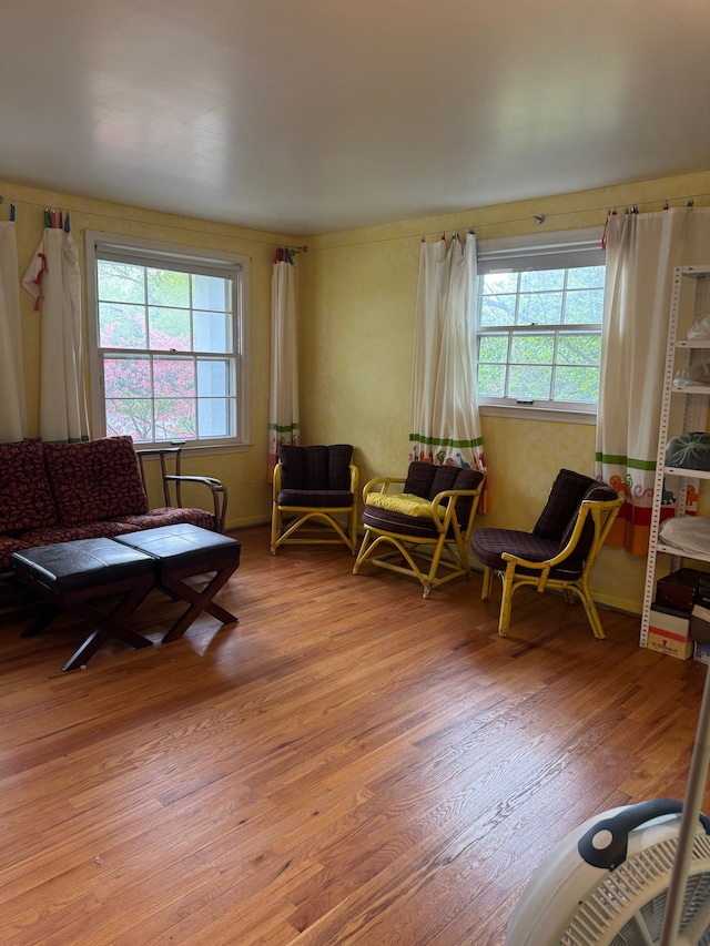 sitting room with wood finished floors