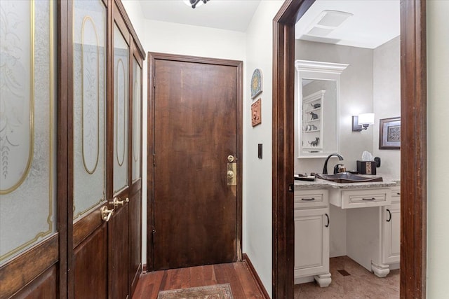 hall with a sink