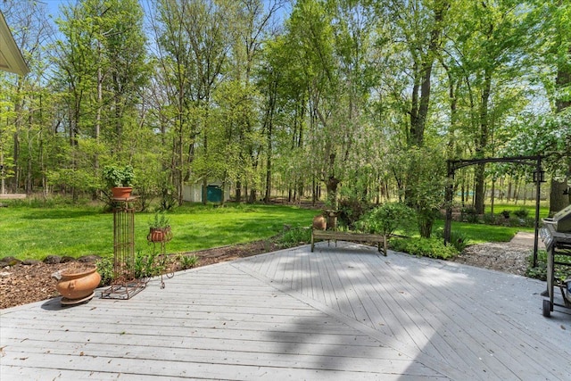deck with a yard
