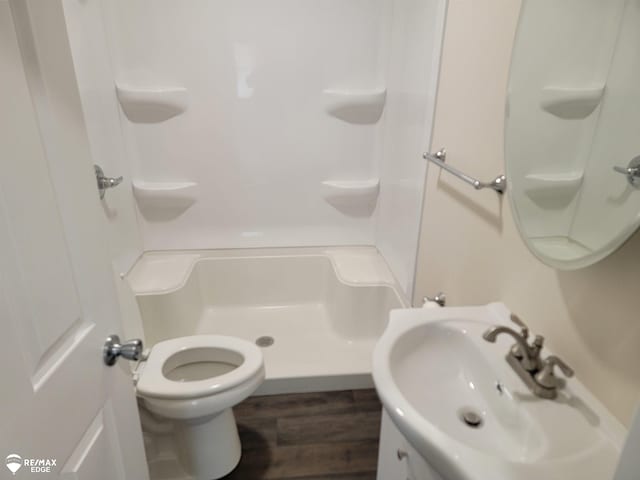 442 Beach St, Mount Morris, MI 48458 - full bath with a shower, wood finished floors, toilet, and vanity