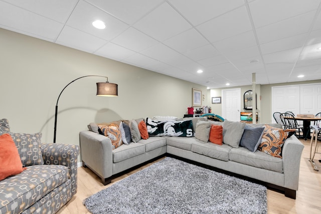 1704 Cassady Place Dr, Plymouth, MI 48170 - living area featuring light wood finished floors, recessed lighting, and a paneled ceiling