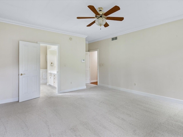 3744 Riverview Ter N, East China, MI 48054 - unfurnished room with ornamental molding, ceiling fan, light carpet, and baseboards