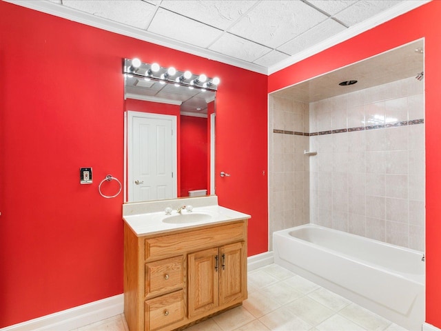 3744 Riverview Ter N, East China, MI 48054 - full bathroom featuring vanity, bathtub / shower combination, baseboards, and tile patterned floors