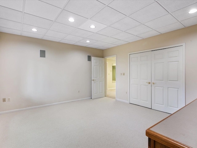 3744 Riverview Ter N, East China, MI 48054 - unfurnished bedroom with recessed lighting, carpet floors, baseboards, a closet, and a paneled ceiling