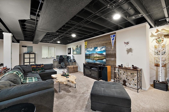 5633 Golf Pointe Dr, Clarkston, MI 48348 - living room featuring carpet floors and baseboards